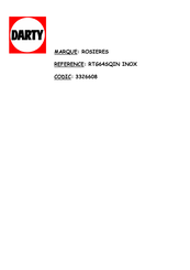 CANDY HOOVER Rosieres RTG 64 SQIN User Instructions