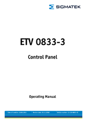 SIGMATEK ETV 0833-3 Operating Manual