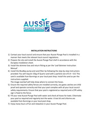 DURAplas Aussie 1005 Installation Instructions Manual