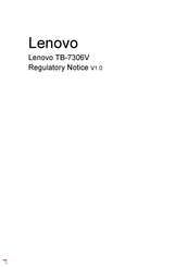 Lenovo TB-7306V Regulatory Notice