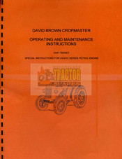 David Brown Cropmaster VAG/1C Series Operating And Maintenance Instructions Manual