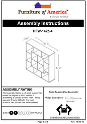 Furniture of America HFW-1425-4 Assembly Instructions Manual