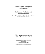 Agilent Technologies NFA Series Performance Verification And Calibration Manual