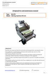 ermengineering SK-270 Use And Maintenance Manual