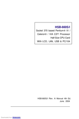 Aaeon HSB - 660S/I Manual