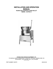 Crown Food Service Equipment GCTRS-16 Installation And Operation Manual
