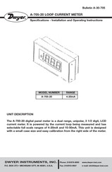 Dwyer Instruments A-705-20 Installation And Operating Instructions Manual