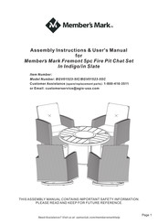 Members Mark BGV01523-5S Assembly Instructions & User Manual