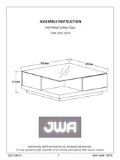 JWA HOFFMAN 73679 Assembly Instruction Manual