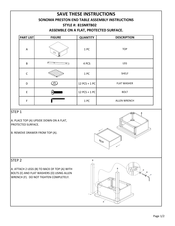 Sonoma PRESTON 81SNRTB02 Assembly Instructions