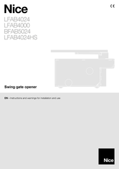 Nice BFAB5024 Instructions And Warnings For Installation And Use