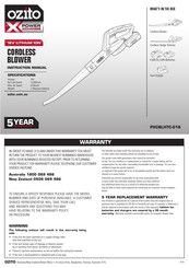 Ozito Power X Change PXCBLHTC-018 Instruction Manual