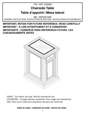 Costco SWH051639 Assembly Instructions Manual