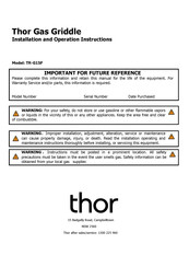 THOR TR-G15F Installation And Operation Instruction Manual
