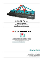 Sulky CULTLINE VR 300 Series Original Instructions Manual