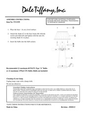 Dale Tiffany TT13195 Assembly Instructions