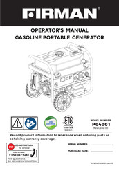 Firman P04001 Operator's Manual