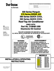 Dometic Duotherm Royale Penguin 600 Series Installation & Operating Instructions Manual