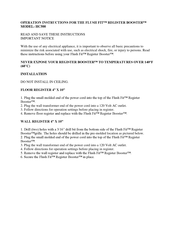Suncourt FLUSH FIT REGISTER BOOSTER HC500 Operation Instructions Manual