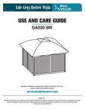 PHI VILLA GA020-BR Use And Care Manual