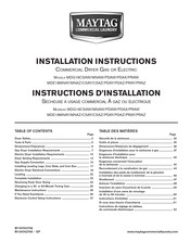 Maytag Commercial Laundry MDG18PDAX Installation Instructions Manual