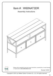 Walker Edison W60NAT3DR Assembly Instructions Manual