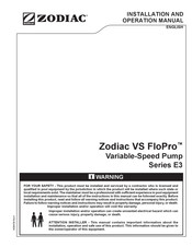 Zodiac VS FloPro E3 Series Installation And Operation Manual