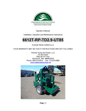 Premier pump & power 6612T-RP-TD2.9-UT85 Operator's Manual