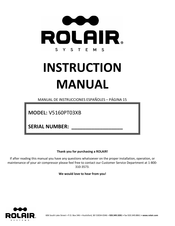 Rolair V5160PT03XB Instruction Manual