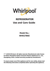 Whirlpool WHR27BKE Use And Care Manual