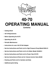 Val-Tex Easy Lube 40-70 Operating Manual