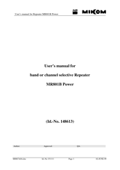 Allen Telecom MIKOM MR801B User Manual