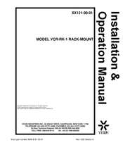 Vicon VCR-RK-1 Installation & Operation Manual