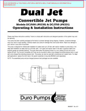 Water Duro Pumps DCJ750 Operating & Installation Instructions Manual