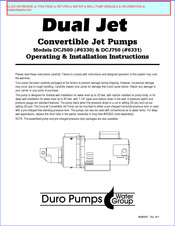 Water Duro Pumps DCJ500 Operating & Installation Instructions Manual