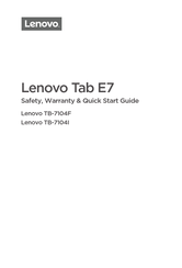 Lenovo Tab E7 TB-7104I Safety, Warranty & Quick Start Manual