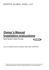 Nortek GHH30LUK4DH Owner's Manual And Installation Instructions