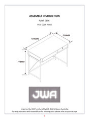 JWA FLINT 70456 Assembly Instruction Manual
