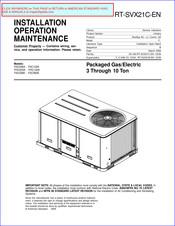 American Standard YSC036A Installation Operation & Maintenance