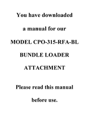 Scotchman CPO-315-RFA-BL Manual