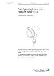 Endress+Hauser Proline t-mass T 150 Brief Operating Instructions