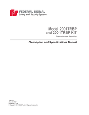 Federal Signal Corporation 2001TRBP Description And Specifications Manual