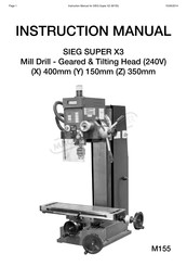 MachineryHouse SIEG SUPER X3 Instruction Manual