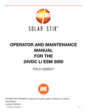 Solar Stik 21-0202317 Operator And  Maintenance Manual