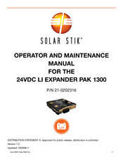 Solar Stik 24VDC LI EXPANDER PAK 1300 Operator And  Maintenance Manual