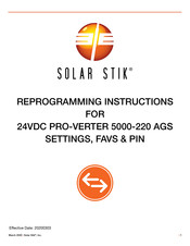 Solar Stik 24VDC PRO-VERTER 5000-220 AGS Programming Instructions