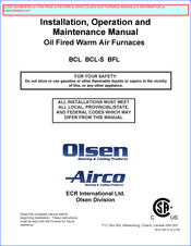 ECR International BFL Installation, Operation And Maintenance Manual
