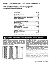 Addison RCA141 Installation, Operation And Maintenance Manual