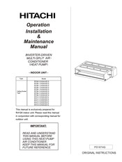 Hitachi RPIM-2.3HNAUB1Q Operation Installation Maintenance Manual