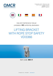 OMCR VDI3366 Use And Maintenance Manual